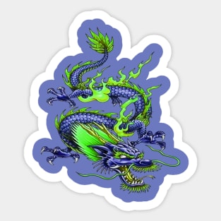 Chinese Green And Blue Spring Dragon Mythical Creature 2 Sticker